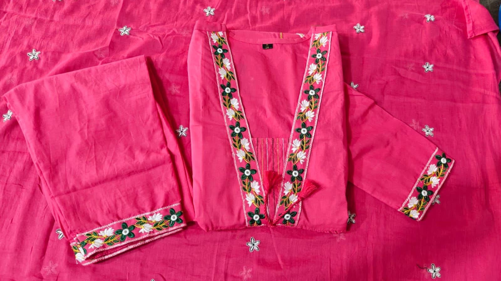 KF Kalaai Pink Cotton Designer Kurti With Bottom Dupatta Exporters In India
